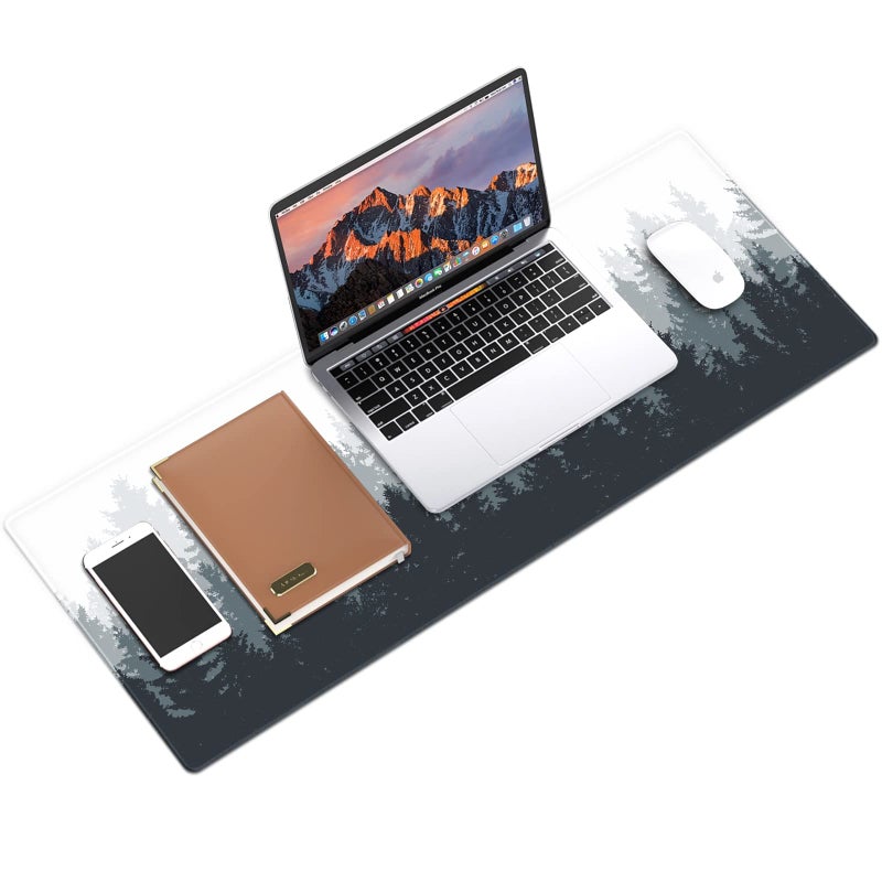 Galdas Gaming Mouse Mat Mat نمط خلفية الغابات XXL XL كبير ماوس حصيرة طويلة ممتدة لوحة الماوس مكتب حصيرة عدم الانزلاق المطاط منصات الفئران مخيط حواف لوحة رقيقة (31.5 × 11.8 × 0.12 بوصة) شجرة - Image 5